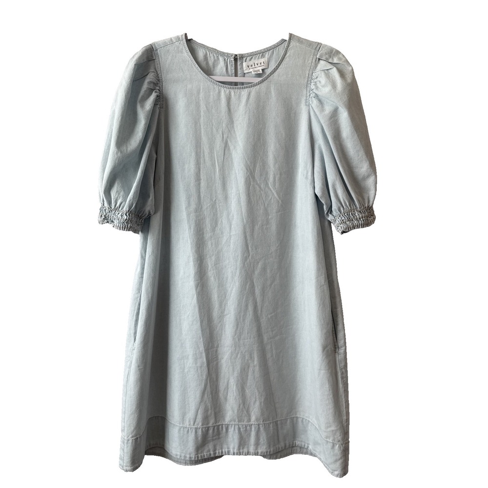 Velvet By Graham & Spencer Naomi Chambray Lightwash Denim Shift Dress M Cottage